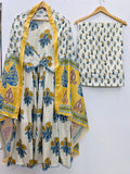 Printed Gown Palazzo Set for Women with Dupatta