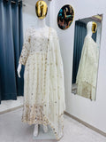 Heavy Embroidered Gown for Women with Pants and Dupatta | 3 Piece Festive Outfit