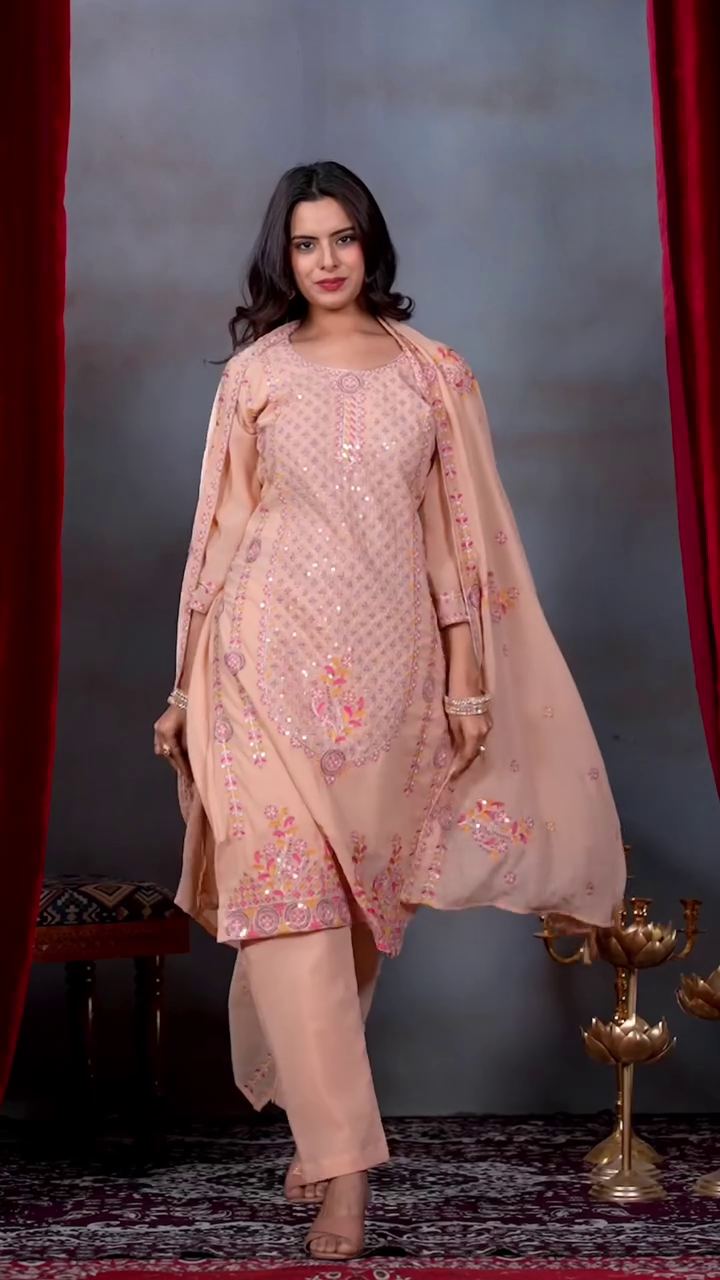 Heavy Embroidered Georgette Suit Set for Women with Dupatta