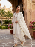 White Embroidered Suit Set for Women with Dupatta