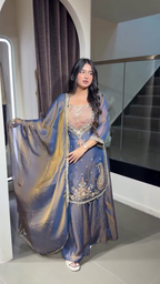 Embroidered Suit Set for Women with Palazzo & Dupatta | Festive 3 Piece Outfit