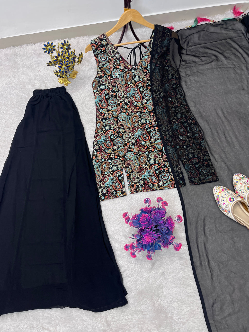 black sharara set for women