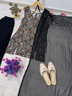 Black Embroidered Sharara Set for Women with Dupatta