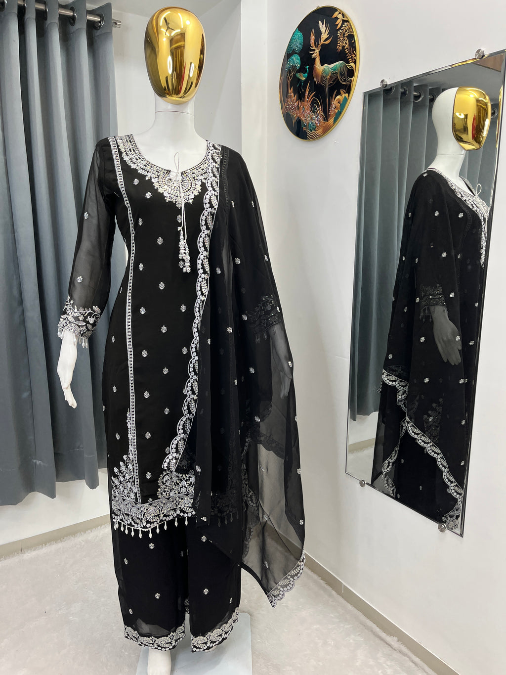 Designer Embroidered Palazzo Set for Women with Dupatta | Fox Georgette 3 Piece Set