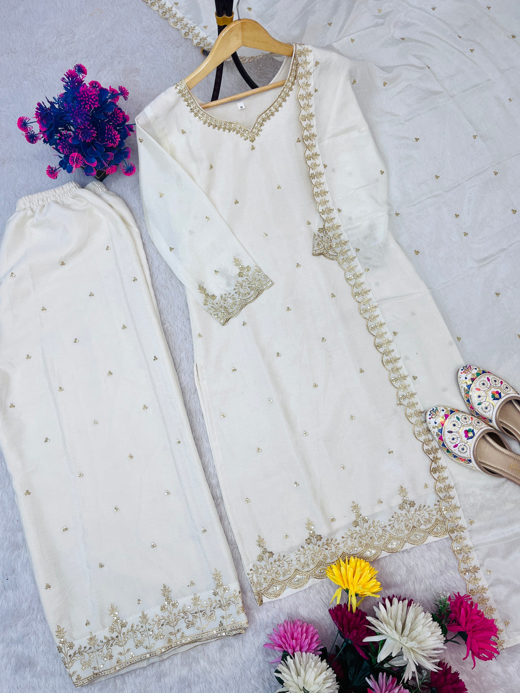 Festival Special Embroidered Palazzo Set for Women with Dupatta