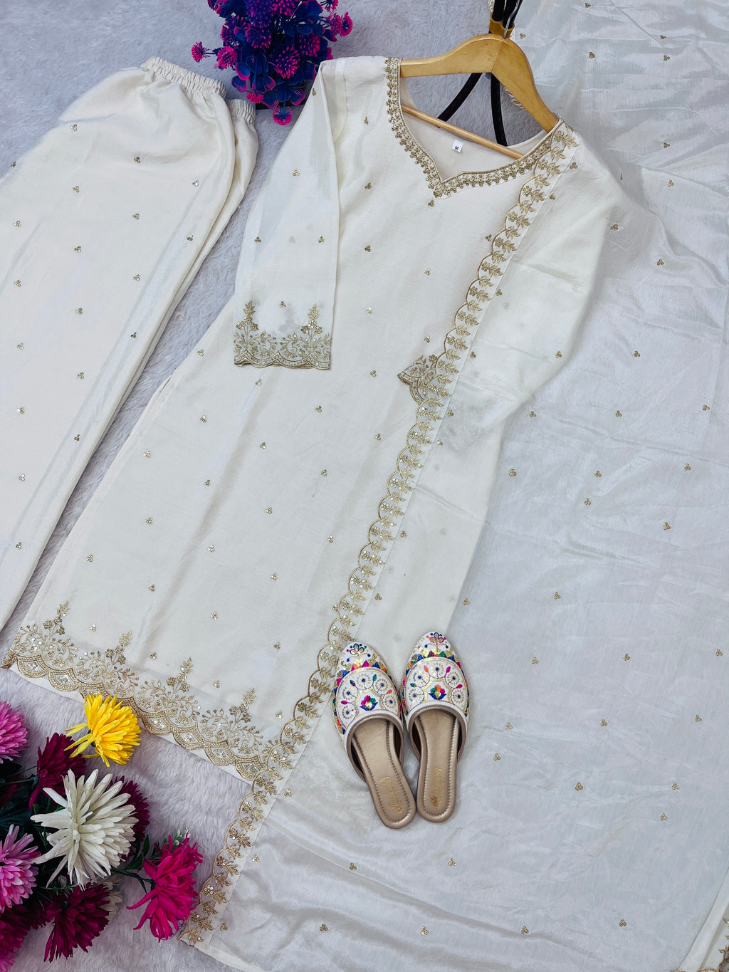 Festival Special Embroidered Palazzo Set for Women with Dupatta