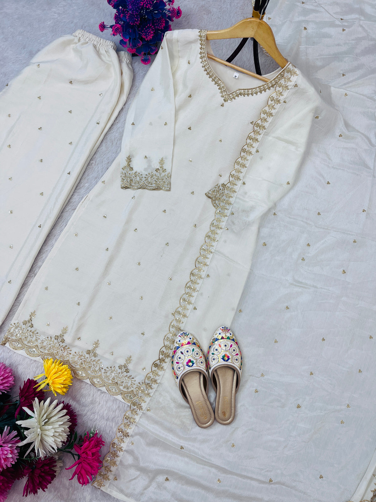 Festival Special Embroidered Palazzo Set for Women with Dupatta