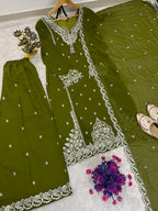 Designer Embroidered Palazzo Set for Women with Dupatta | Fox Georgette 3 Piece Set