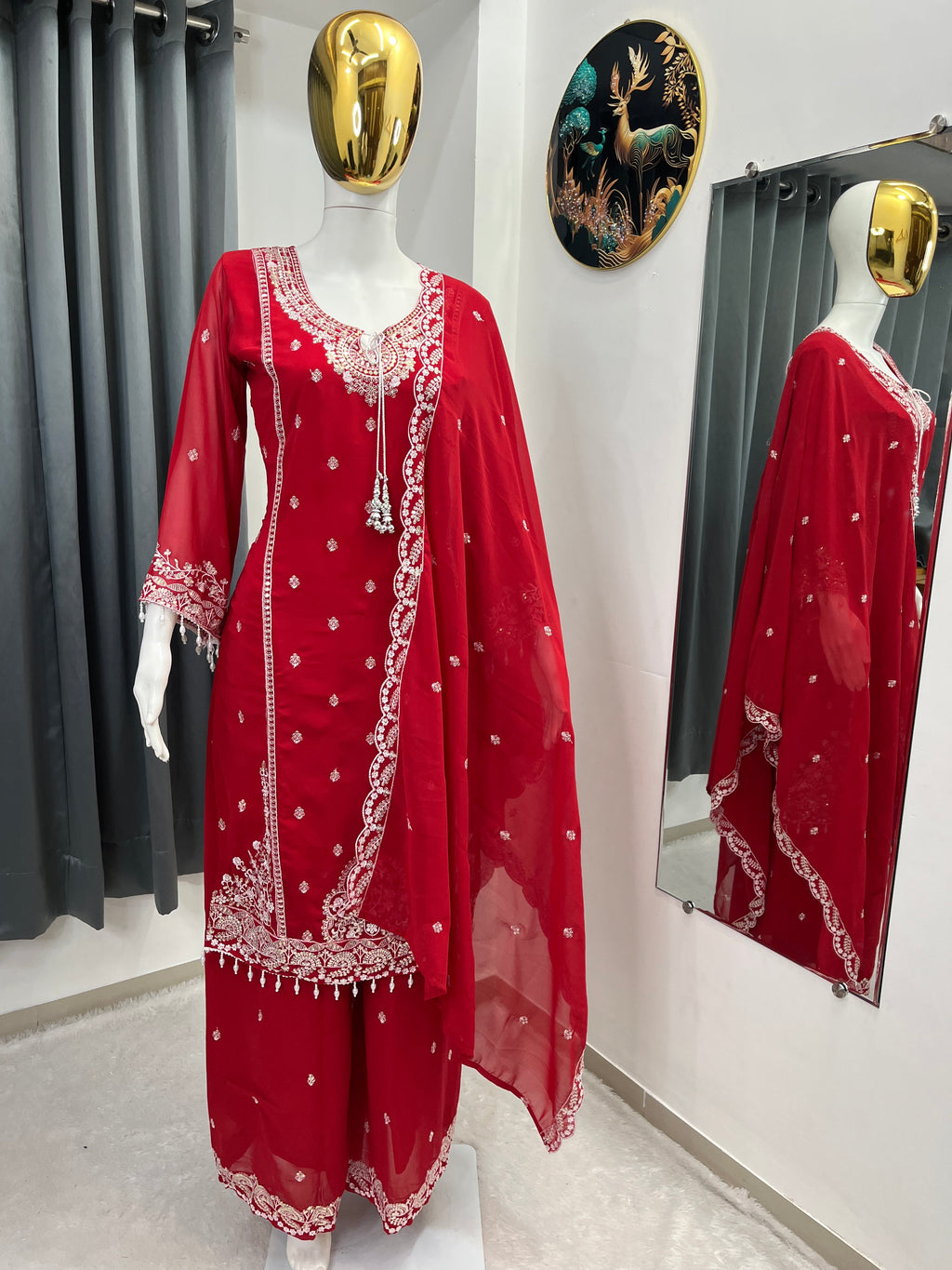 Designer Embroidered Palazzo Set for Women with Dupatta | Fox Georgette 3 Piece Set