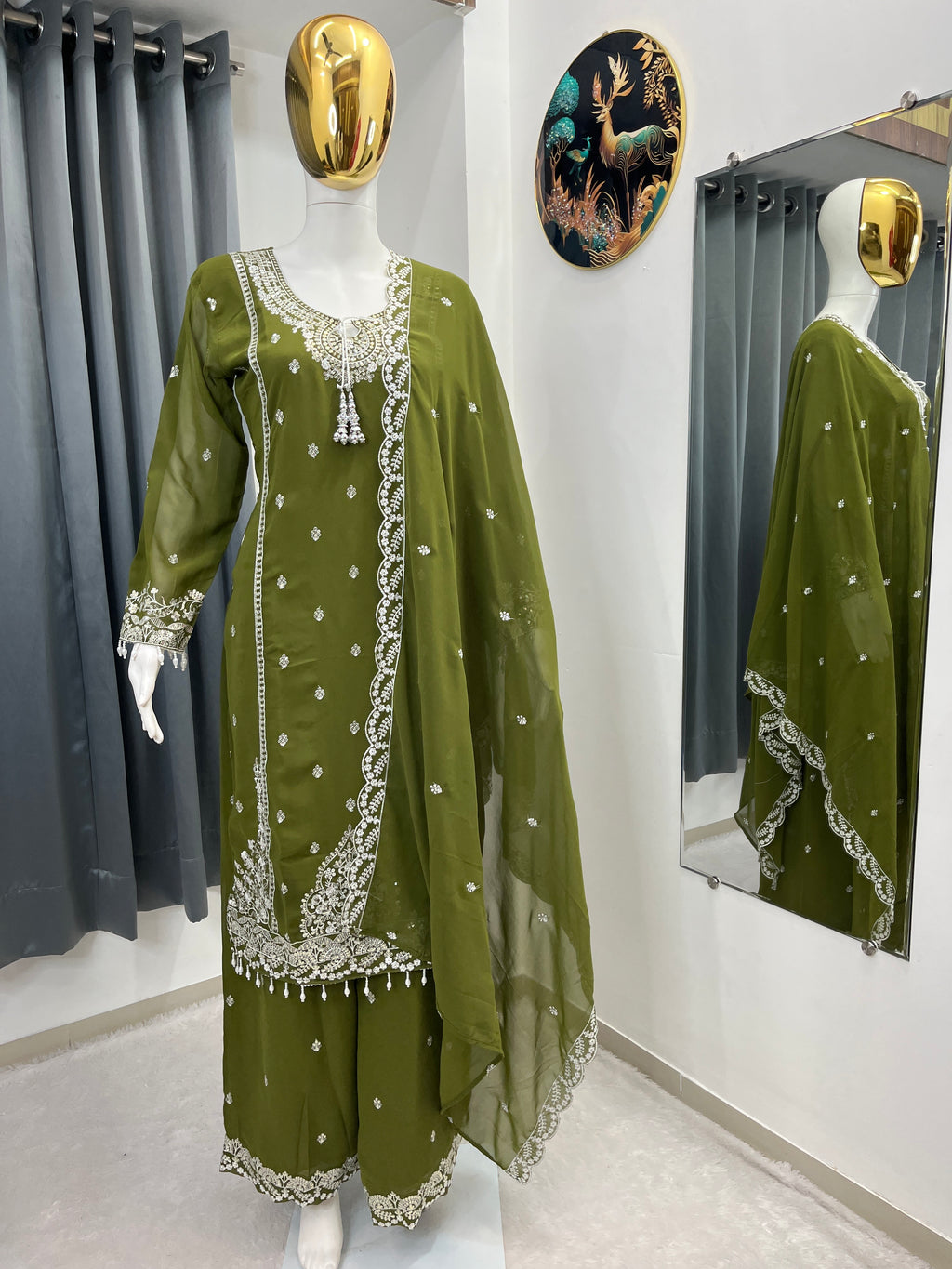 Designer Embroidered Palazzo Set for Women with Dupatta | Fox Georgette 3 Piece Set