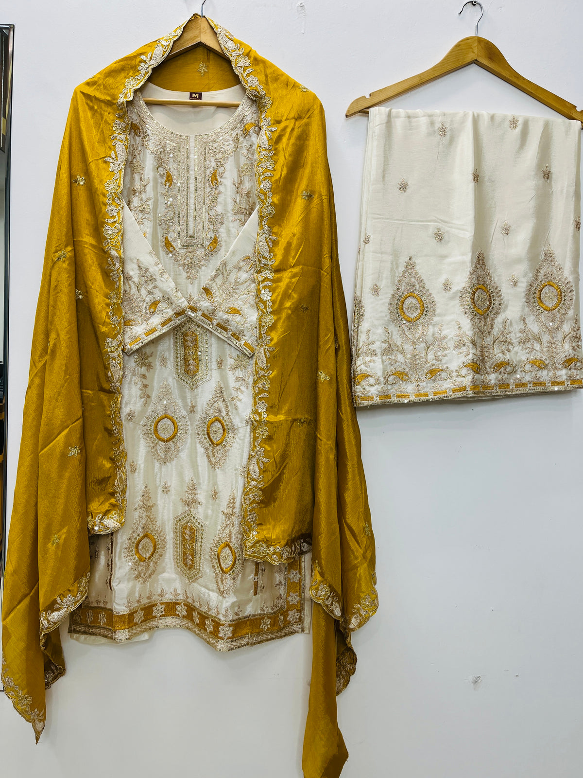 Embroidered Silk Palazzo Suit Set for Women with Dupatta
