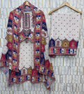 Printed Mirror Work Top and Palazzo Set with Dupatta