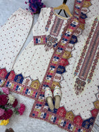 Printed Mirror Work Top and Palazzo Set with Dupatta