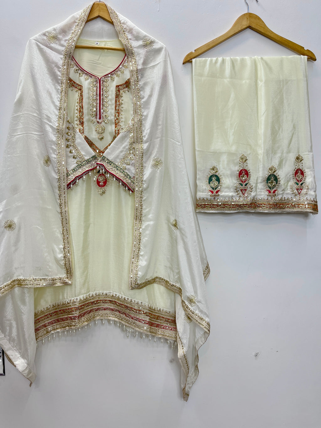 Embroidered Palazzo Set for Women with Dupatta | 3 Piece Pure Chinon Silk Festive Outfit