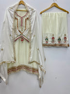 Embroidered Palazzo Set for Women with Dupatta | 3 Piece Pure Chinon Silk Festive Outfit