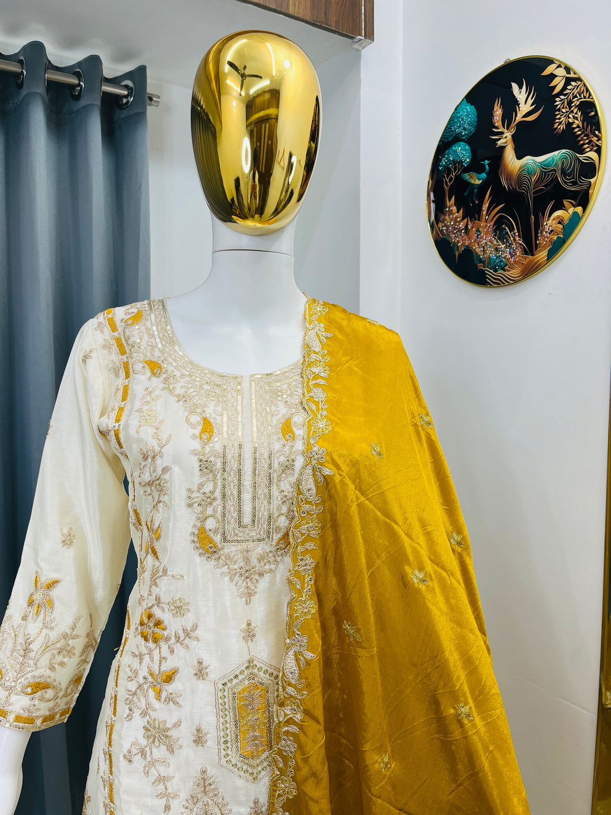 Embroidered Silk Palazzo Suit Set for Women with Dupatta