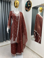 Designer Embroidered Palazzo Set for Women with Dupatta | Fox Georgette 3 Piece Set