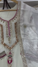 Embroidered Palazzo Set for Women with Dupatta | 3 Piece Pure Chinon Silk Festive Outfit