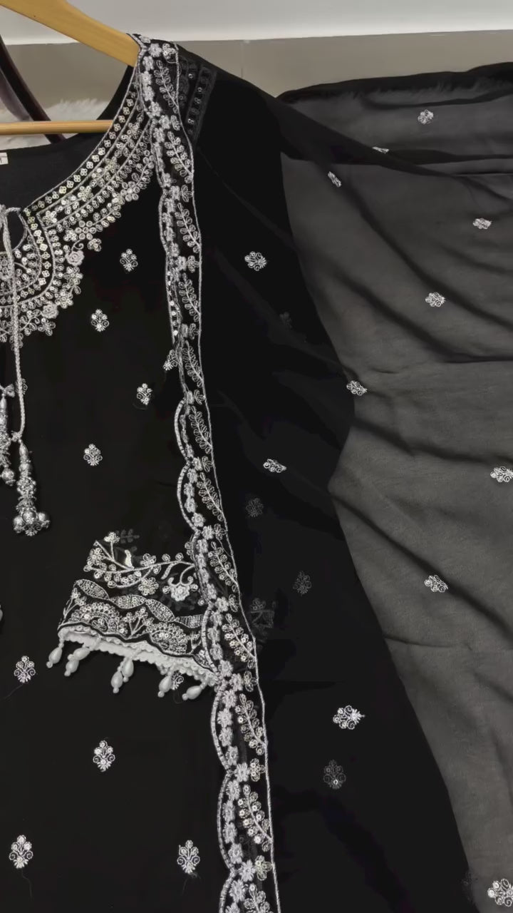 Designer Embroidered Palazzo Set for Women with Dupatta | Fox Georgette 3 Piece Set