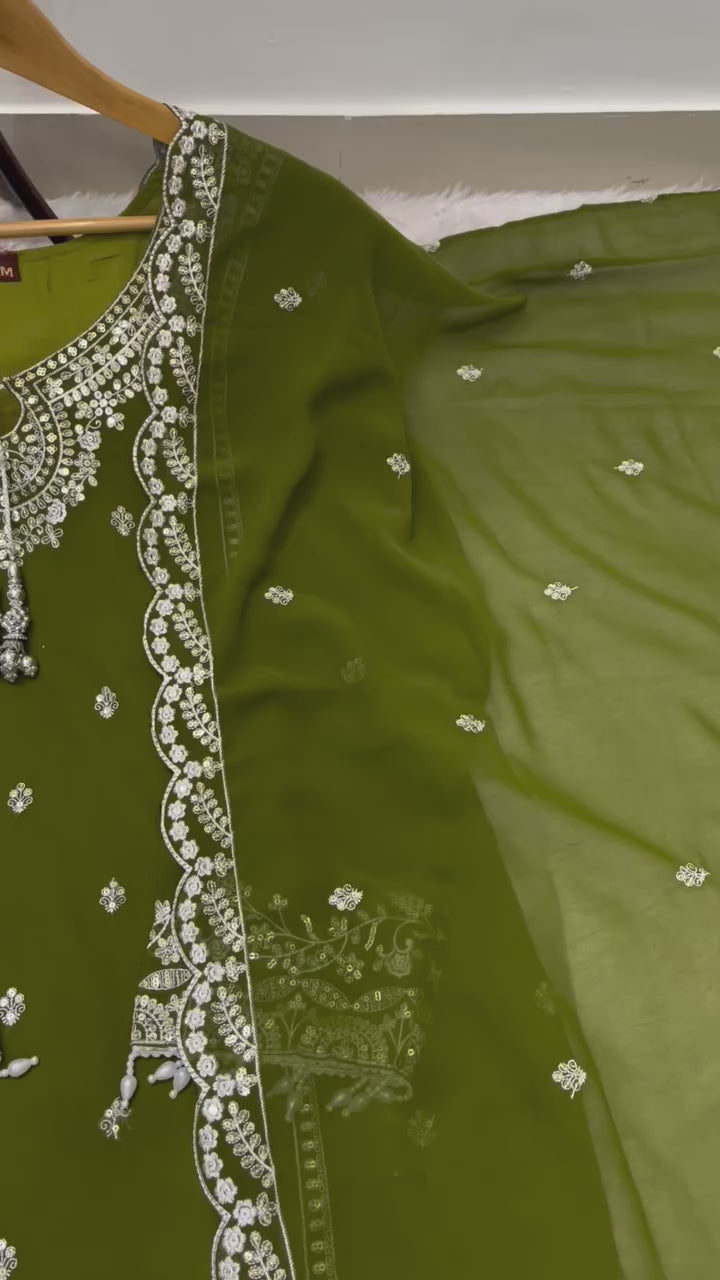 Designer Embroidered Palazzo Set for Women with Dupatta | Fox Georgette 3 Piece Set