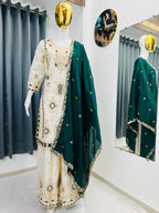 Embroidered Silk Palazzo Suit Set for Women with Dupatta