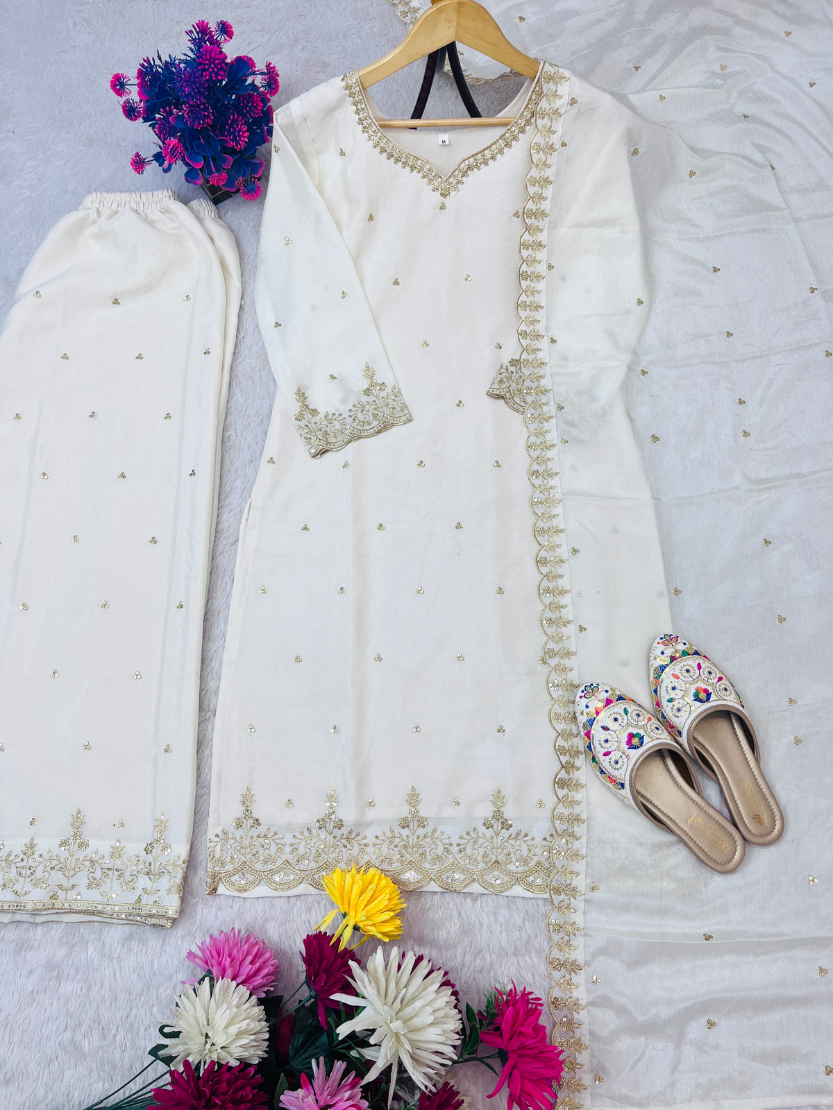 Festival Special Embroidered Palazzo Set for Women with Dupatta